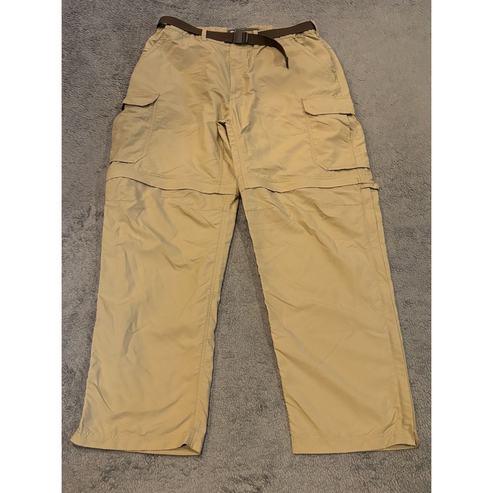 REI Convertible Cargo Pants Mens L-30L Beige Outdoor Hiking Trail Belted Active
